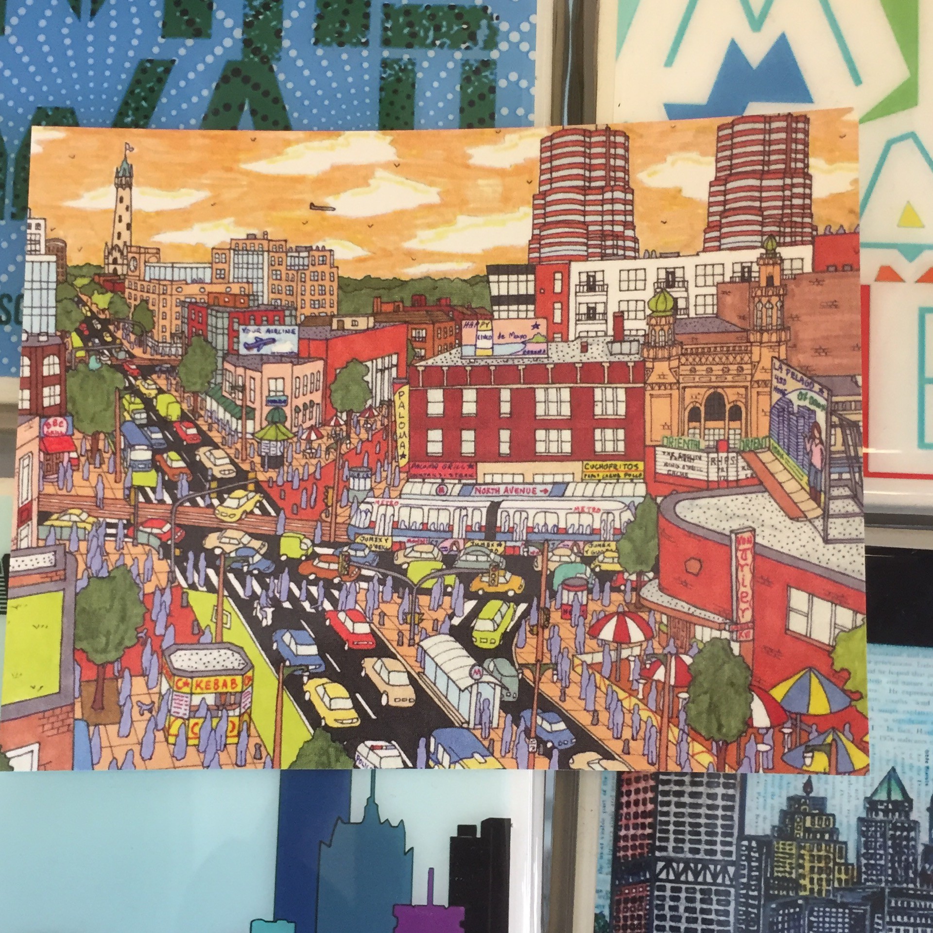East Side (North and Farwell) Postcard John O’Neil Drawing Urban