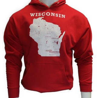 Hometown Wisconsin Hoodie Sweatshirt - Red