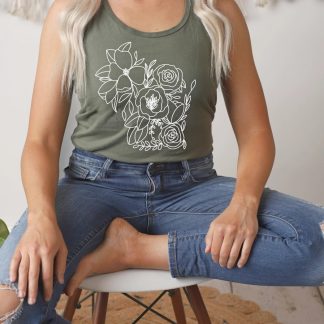 Wisconsin Floral Racerback Tank Top - Green