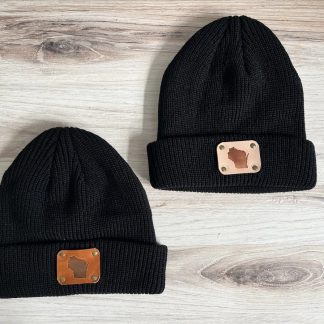 Wisconsin Beanie Hat With Leather Patch