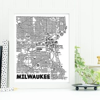 Milwaukee Street Map - 8" X 10" Print